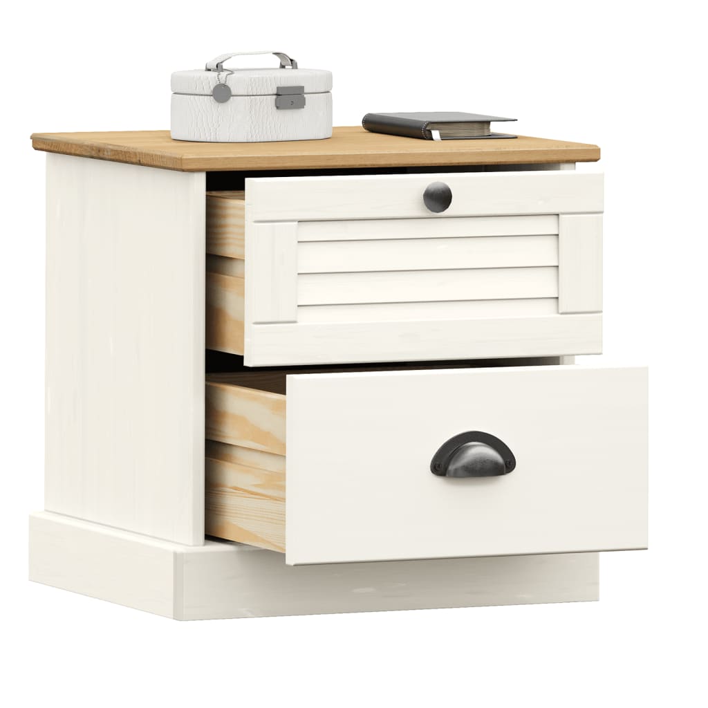 Bedside Cabinet "VIGO" White 42x35x42 cm Solid Wood Pine