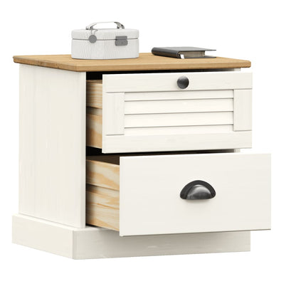 Bedside Cabinet "VIGO" White 42x35x42 cm Solid Wood Pine