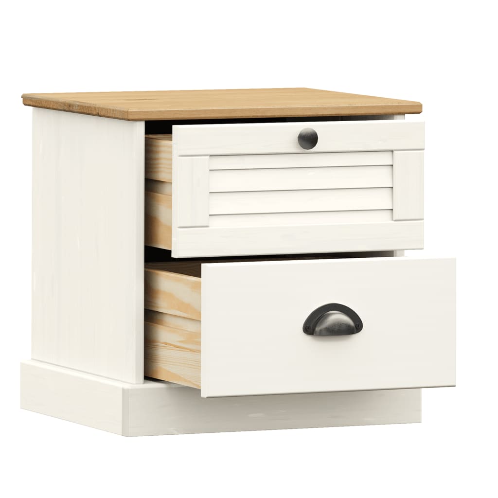 Bedside Cabinet "VIGO" White 42x35x42 cm Solid Wood Pine