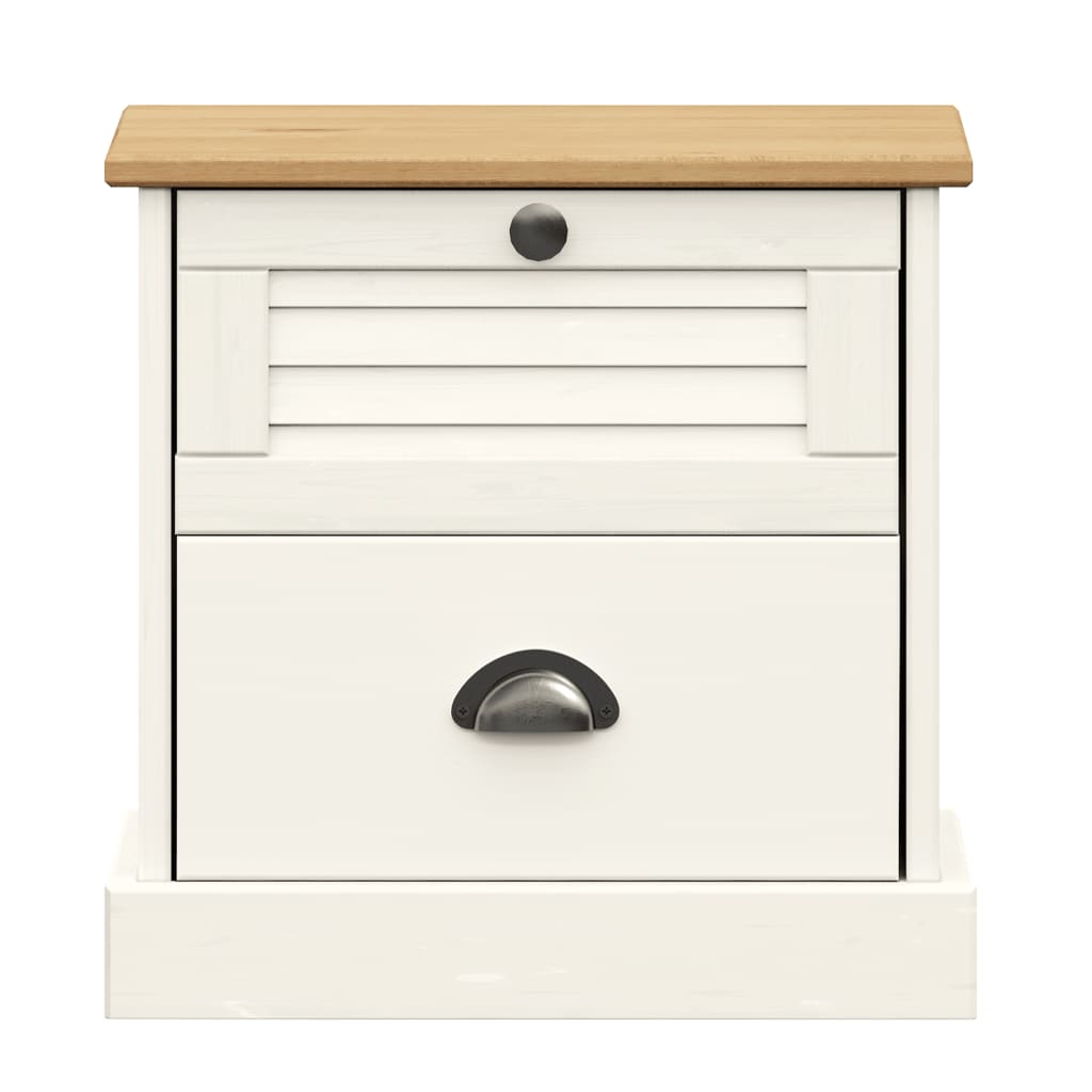 Bedside Cabinet "VIGO" White 42x35x42 cm Solid Wood Pine