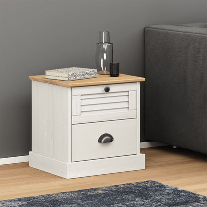 Bedside Cabinet "VIGO" White 42x35x42 cm Solid Wood Pine