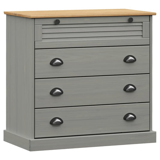 Chest of Drawers "VIGO" Grey 80x40x76 cm Solid Wood Pine