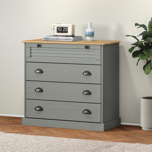 Chest of Drawers "VIGO" Grey 80x40x76 cm Solid Wood Pine