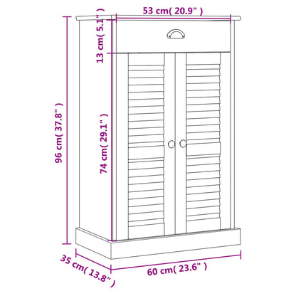 Shoe Cabinet VIGO White 60x35x96 cm Solid Wood Pine