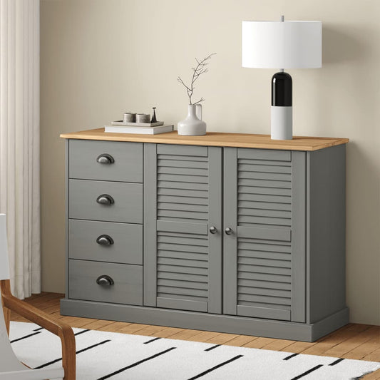 Sideboard with Drawers "VIGO" 113x40x75 cm Grey Solid Wood Pine