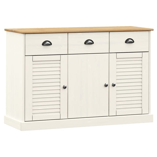 Sideboard with Drawers VIGO 113x40x75 cm White Solid Wood Pine