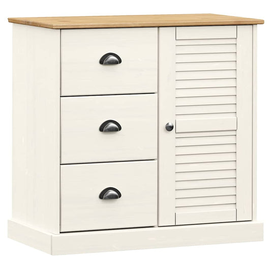 Sideboard with Drawers VIGO 78x40x75 cm White Solid Wood Pine