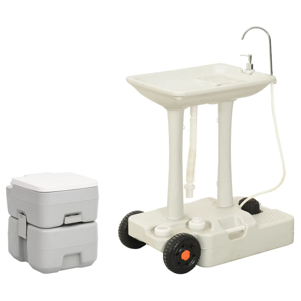 Portable Camping Toilet and Handwash Stand Set