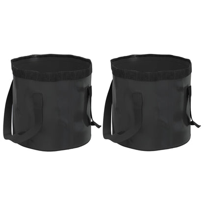 Folding Buckets 2 pcs Black 20 L PVC