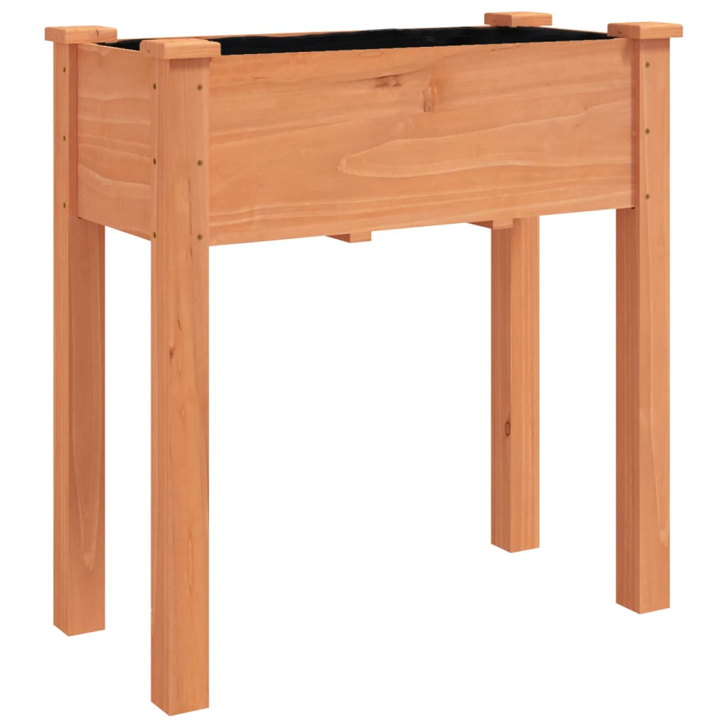 Wheeled Planter with Liner Brown 71x37x80 cm Solid Wood Fir