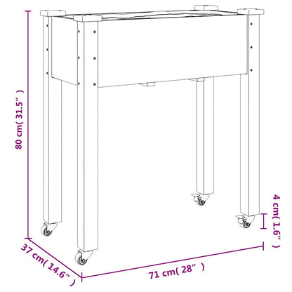 Wheeled Planter with Liner Grey 71x37x80 cm Solid Wood Fir
