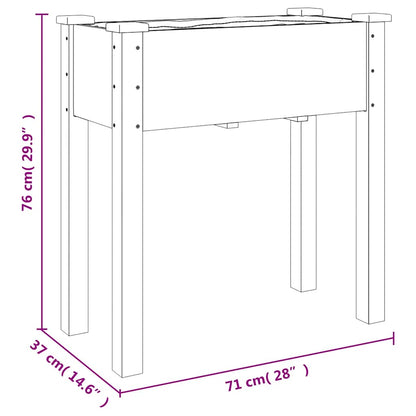 Wheeled Planter with Liner Grey 71x37x80 cm Solid Wood Fir
