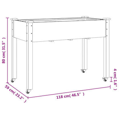 Wheeled Planter with Liner 118x59x80 cm Solid Wood Fir