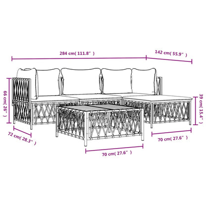 4 Piece Patio Lounge Set with Cushions White Steel