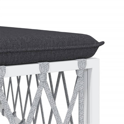 5 Piece Patio Lounge Set with Cushions White Steel