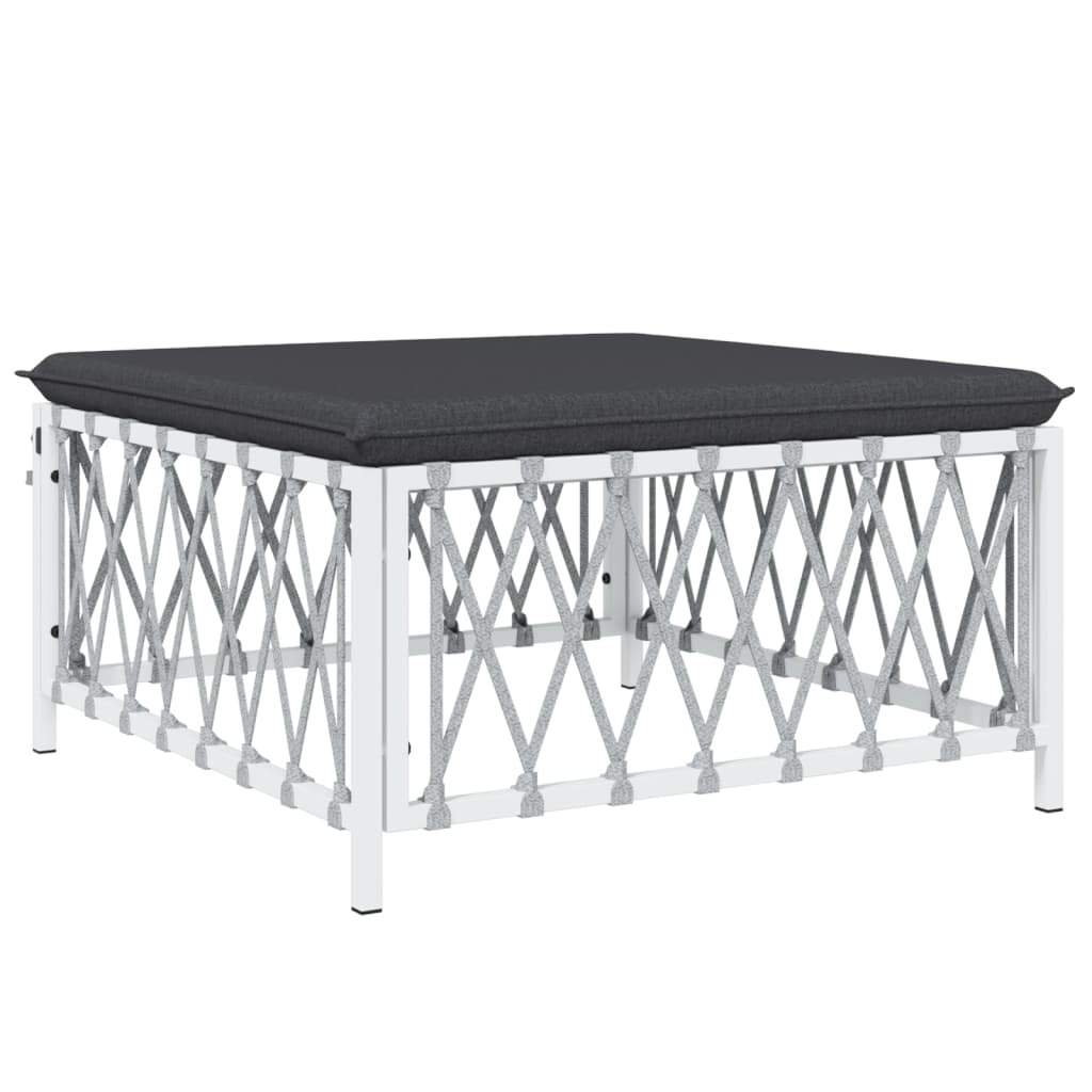 5 Piece Patio Lounge Set with Cushions White Steel