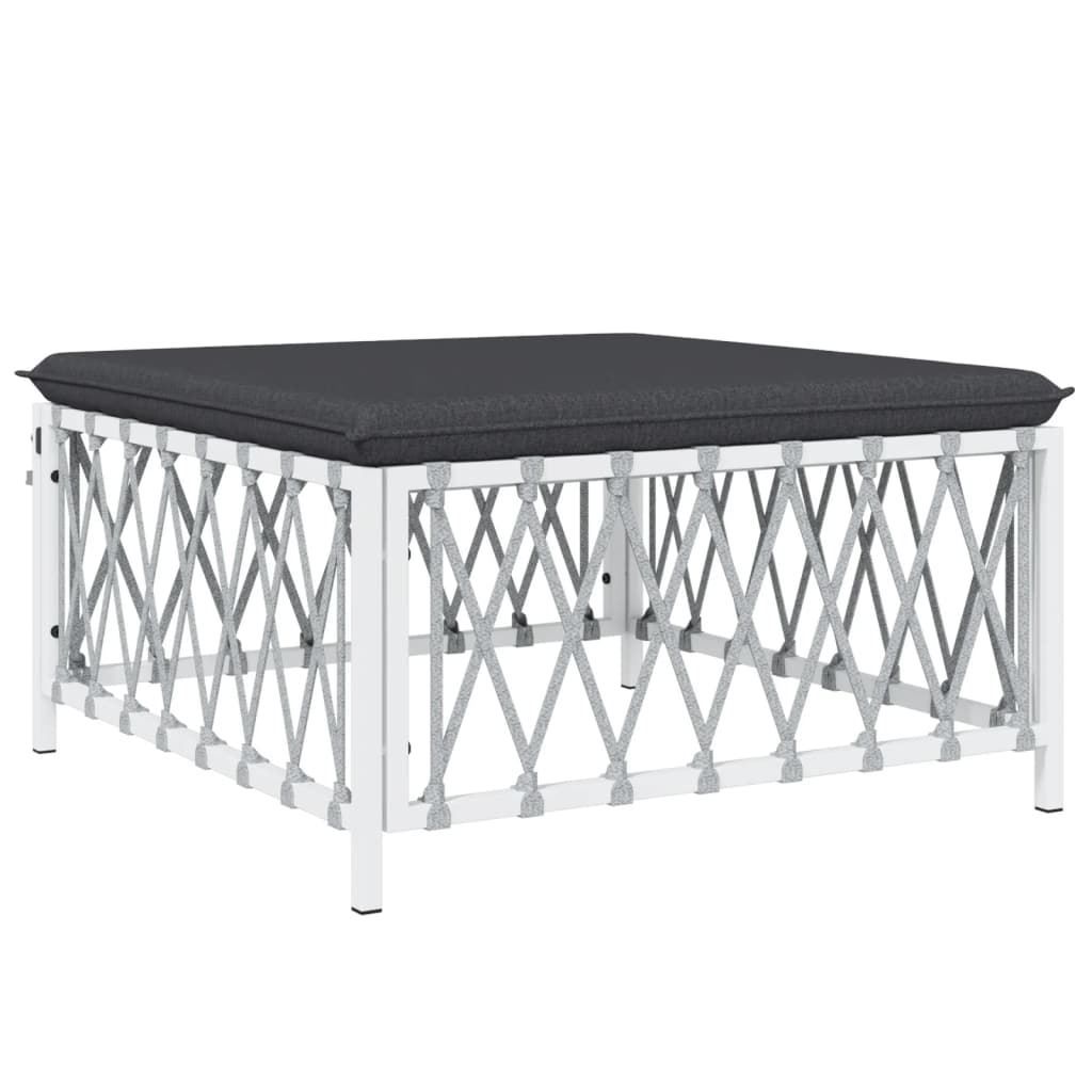 6 Piece Patio Lounge Set with Cushions White Steel
