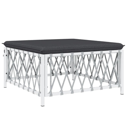 6 Piece Patio Lounge Set with Cushions White Steel