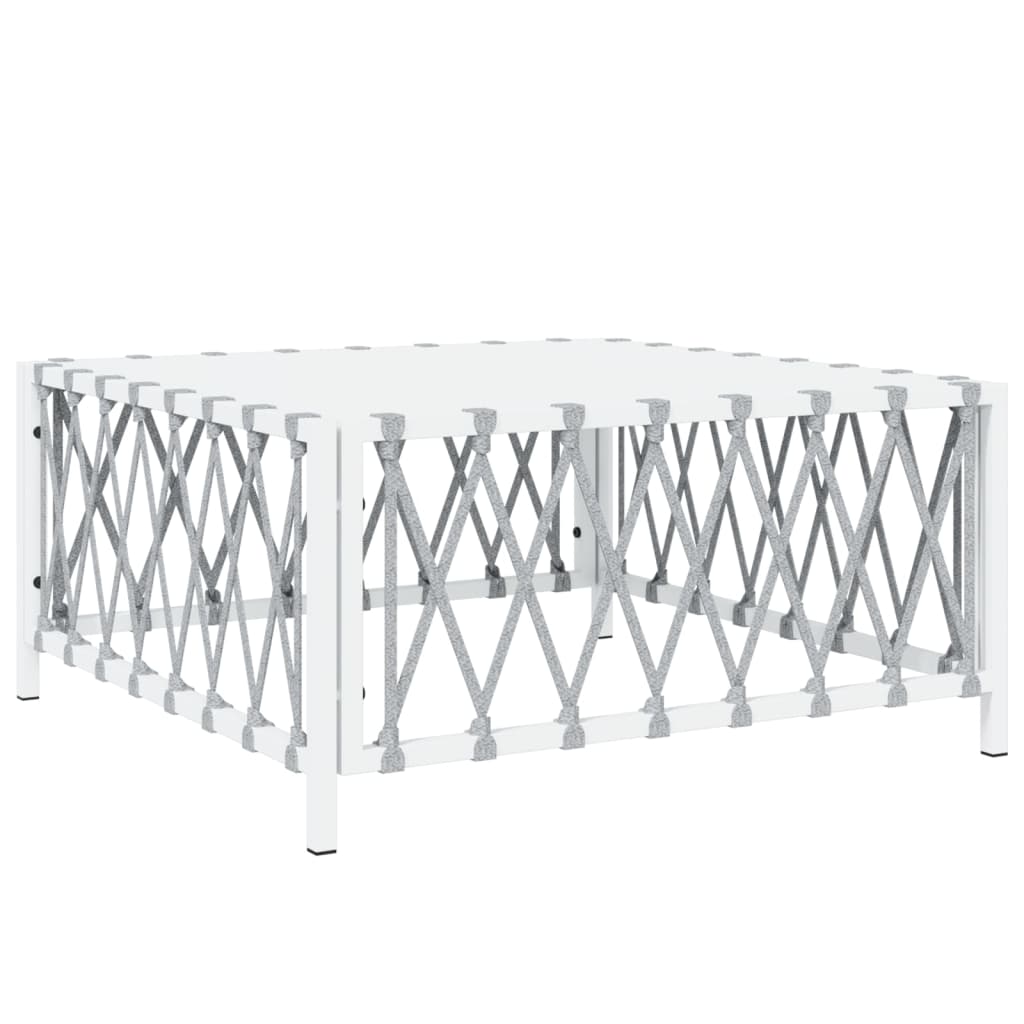 6 Piece Patio Lounge Set with Cushions White Steel