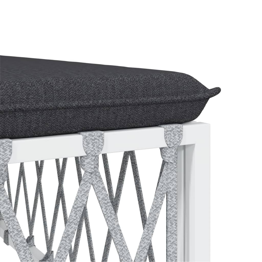 6 Piece Patio Lounge Set with Cushions White Steel