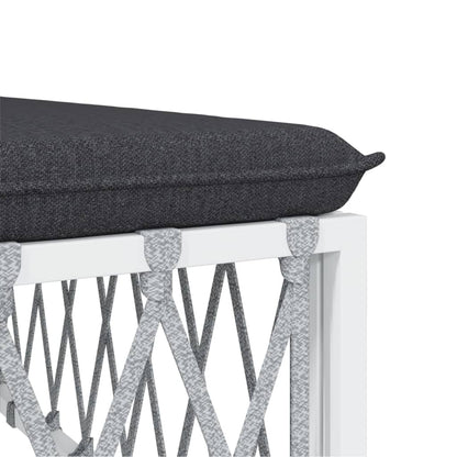 6 Piece Patio Lounge Set with Cushions White Steel