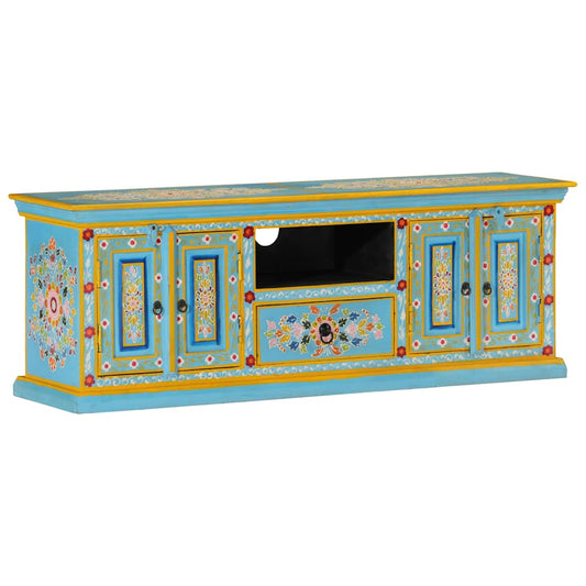 TV Cabinet Blue 110x30x40 cm Solid Wood Mango