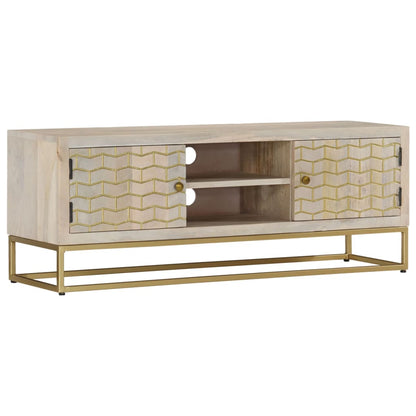 TV Cabinet 110x30x40 cm Solid Bleached Wood Mango