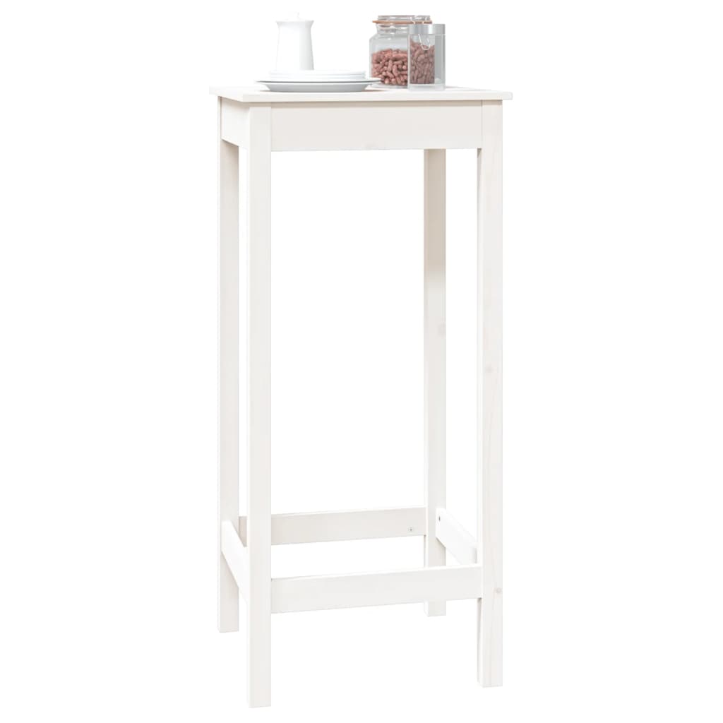 Bar Table White 50x50x110 cm Solid Wood Pine