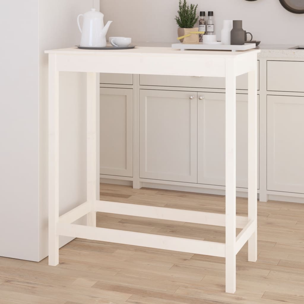 Bar Table White 100x50x110 cm Solid Wood Pine