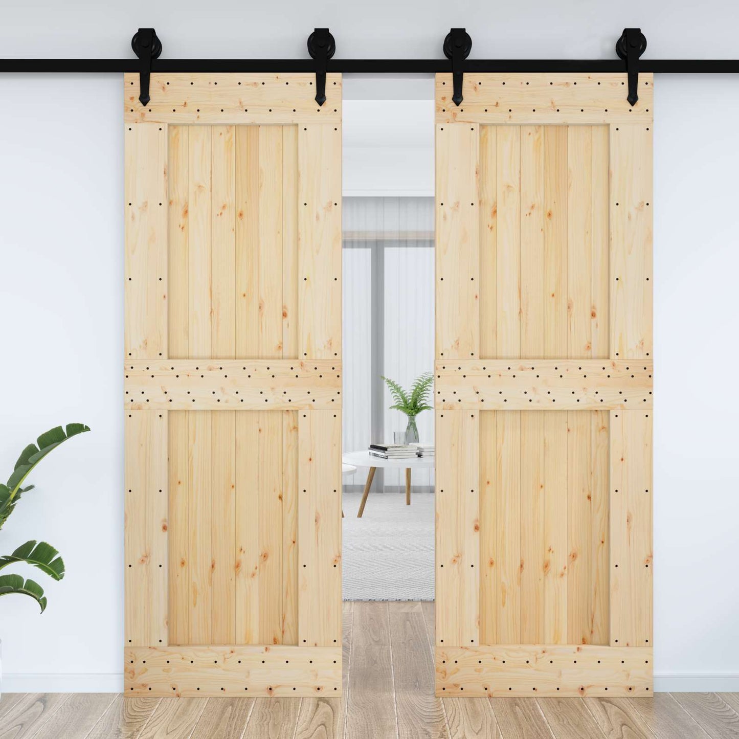 Door NARVIK Natural 31.50 x 82.68 in Solid Pine Wood