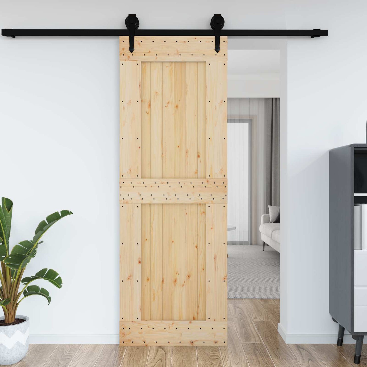 Door NARVIK Natural 31.50 x 82.68 in Solid Pine Wood