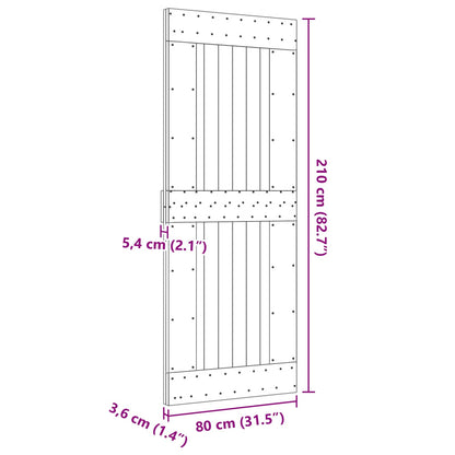 Door NARVIK Natural 31.50 x 82.68 in Solid Pine Wood