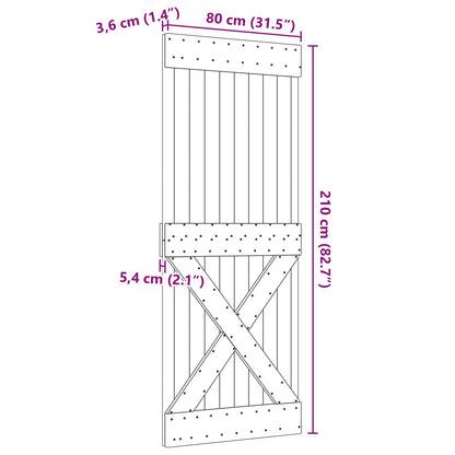 Door NARVIK Natural 80 x 210 cm Solid Pine Wood