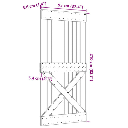 Door NARVIK Natural 95 x 210 cm Solid Pine Wood