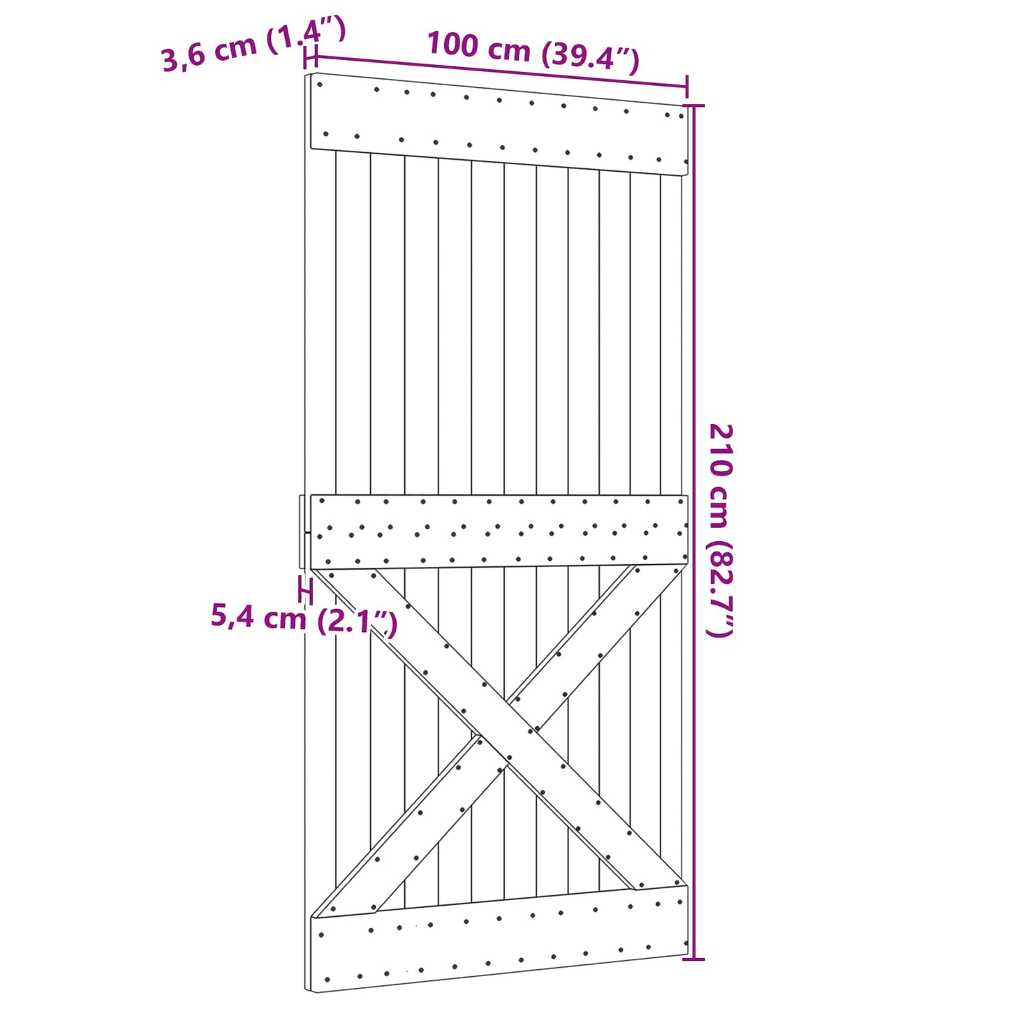 Door NARVIK Natural 100 x 210 cm Solid Pine Wood