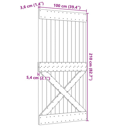 Door NARVIK Natural 100 x 210 cm Solid Pine Wood