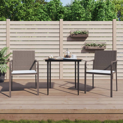 3 Piece Patio Dining Set with Cushions Poly Rattan and Steel