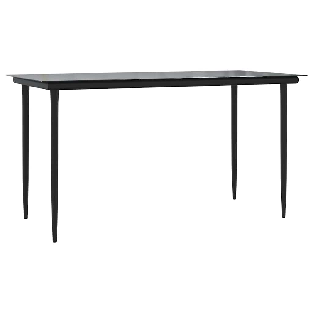 7 Piece Garden Dining Set Black Textilene and Steel
