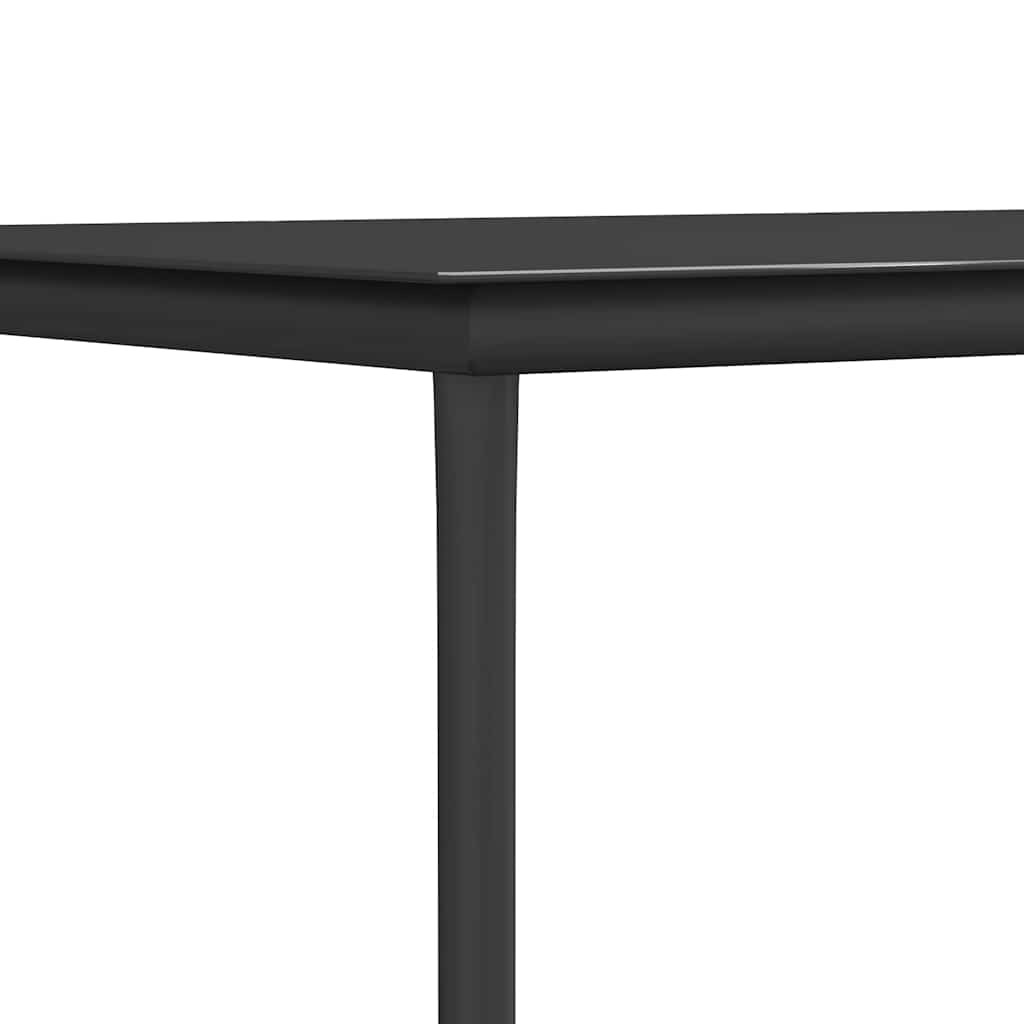 7 Piece Garden Dining Set Black Textilene and Steel