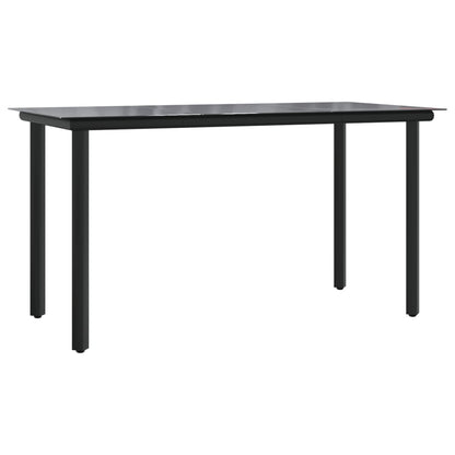 7 Piece Garden Dining Set Black Textilene and Steel