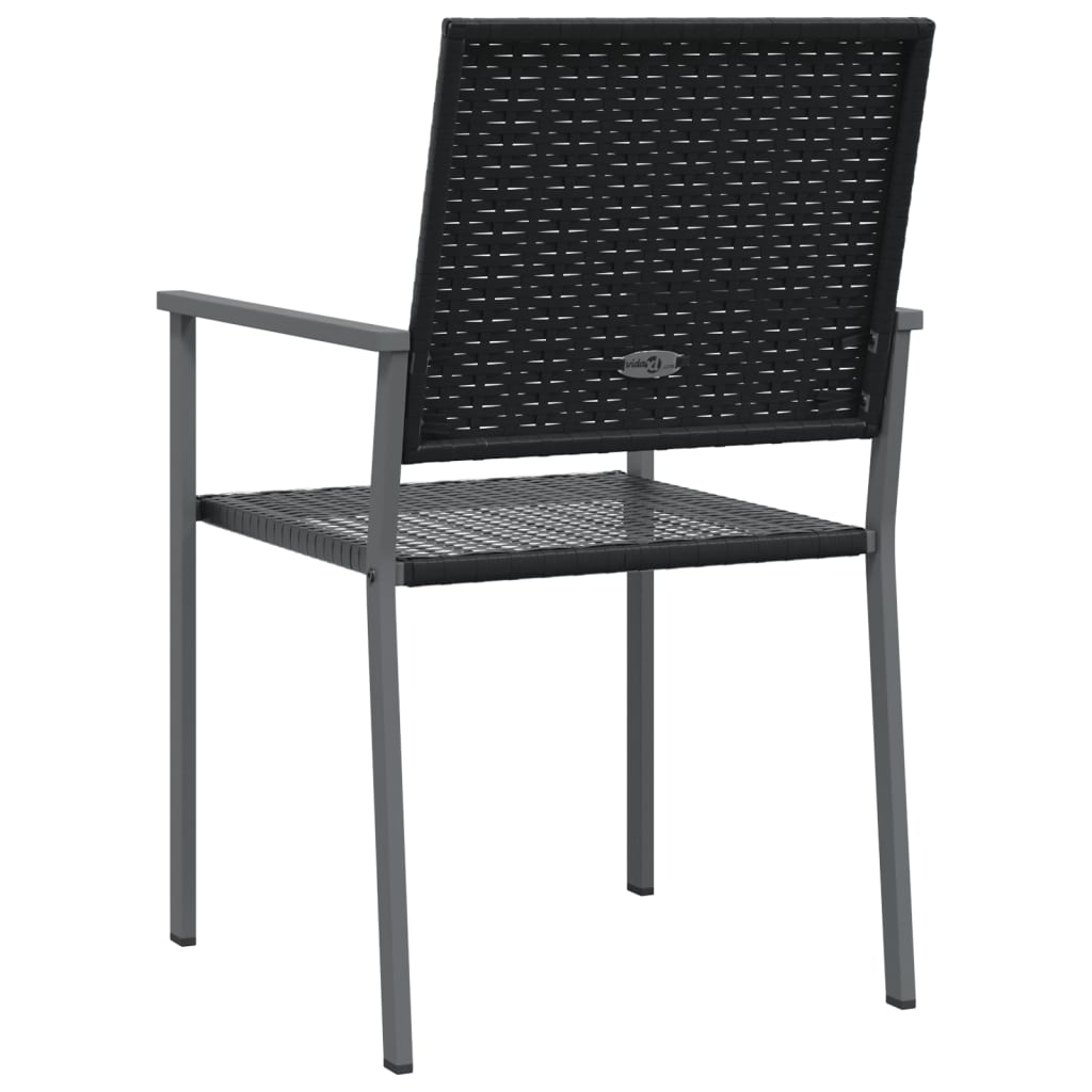 Garden Chair | Set of 4 | Black | PE Rattan, Powder-Coated Steel | Medium
