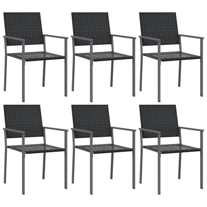 Garden Chair | Set of 6 | Black | PE rattan, powder-coated steel | Medium