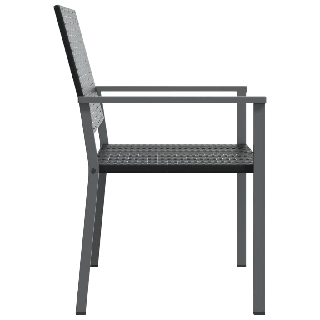 Garden Chair | Set of 6 | Black | PE rattan, powder-coated steel | Medium