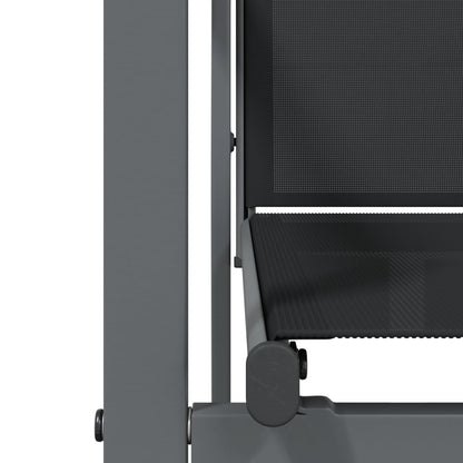 Garden Chair | Set of 4 | Black | Textilene, powder-coated steel, WPC