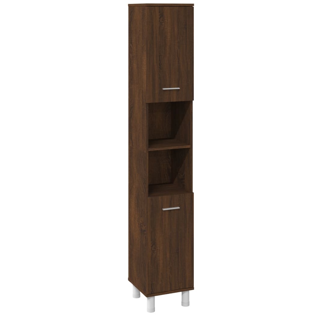 3 Piece Bathroom Cabinet Set Brown Oak Engineered Wood