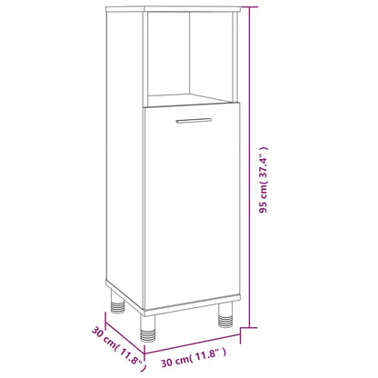 3 Piece Bathroom Cabinet Set Brown Oak Engineered Wood