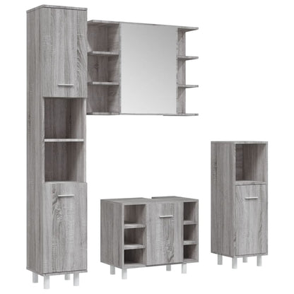 4 Piece Bathroom Cabinet Set Grey Sonoma Engineered Wood