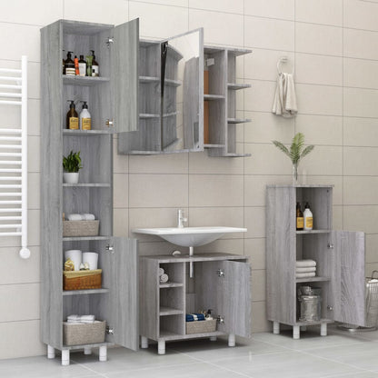 4 Piece Bathroom Cabinet Set Grey Sonoma Engineered Wood