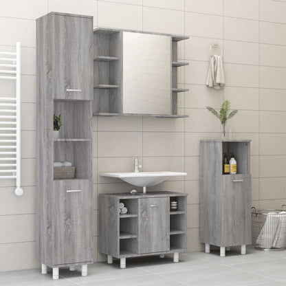 4 Piece Bathroom Cabinet Set Grey Sonoma Engineered Wood