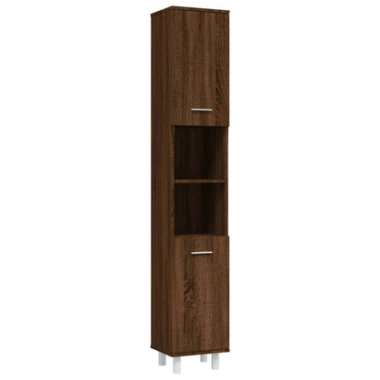 4 Piece Bathroom Cabinet Set Brown Oak Engineered Wood